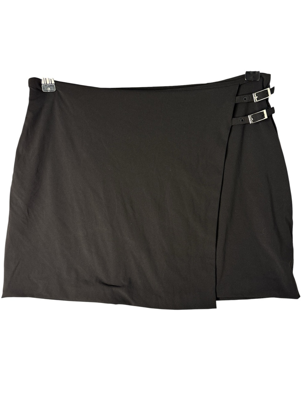 L'Academie Black Mini Skirt with Side Buckle Details‎